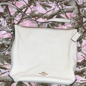 Coach White Pebbled Leather Crossbody Bag with Gold Hardware